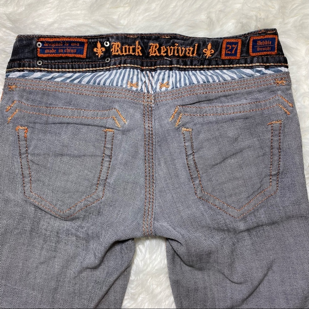 Rock Revival Debbie Boot Cut Stretch Jeans Pocket Flaps Embroidered Size 27 - Picture 7 of 12